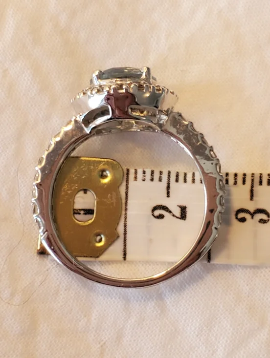 Silver 925 FAS Blue Crystal Halo Ring - Picture 9 of 9